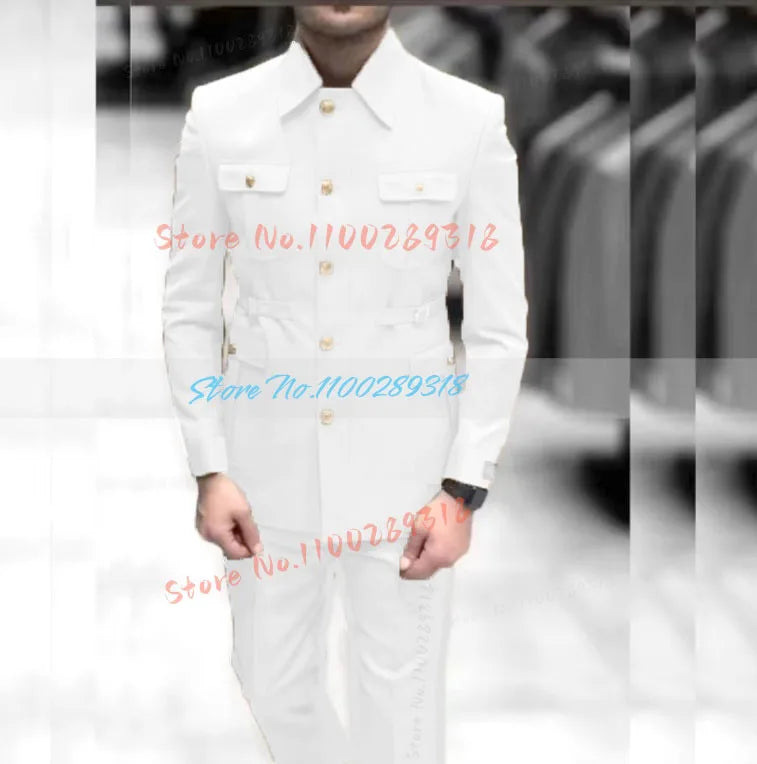 Men's Stand Collar Chinese Style Elegant Suits For Men Slim Fit Formal Groom Tuxedos Prom2 Pcs Classic Male Blazer Costume Homme