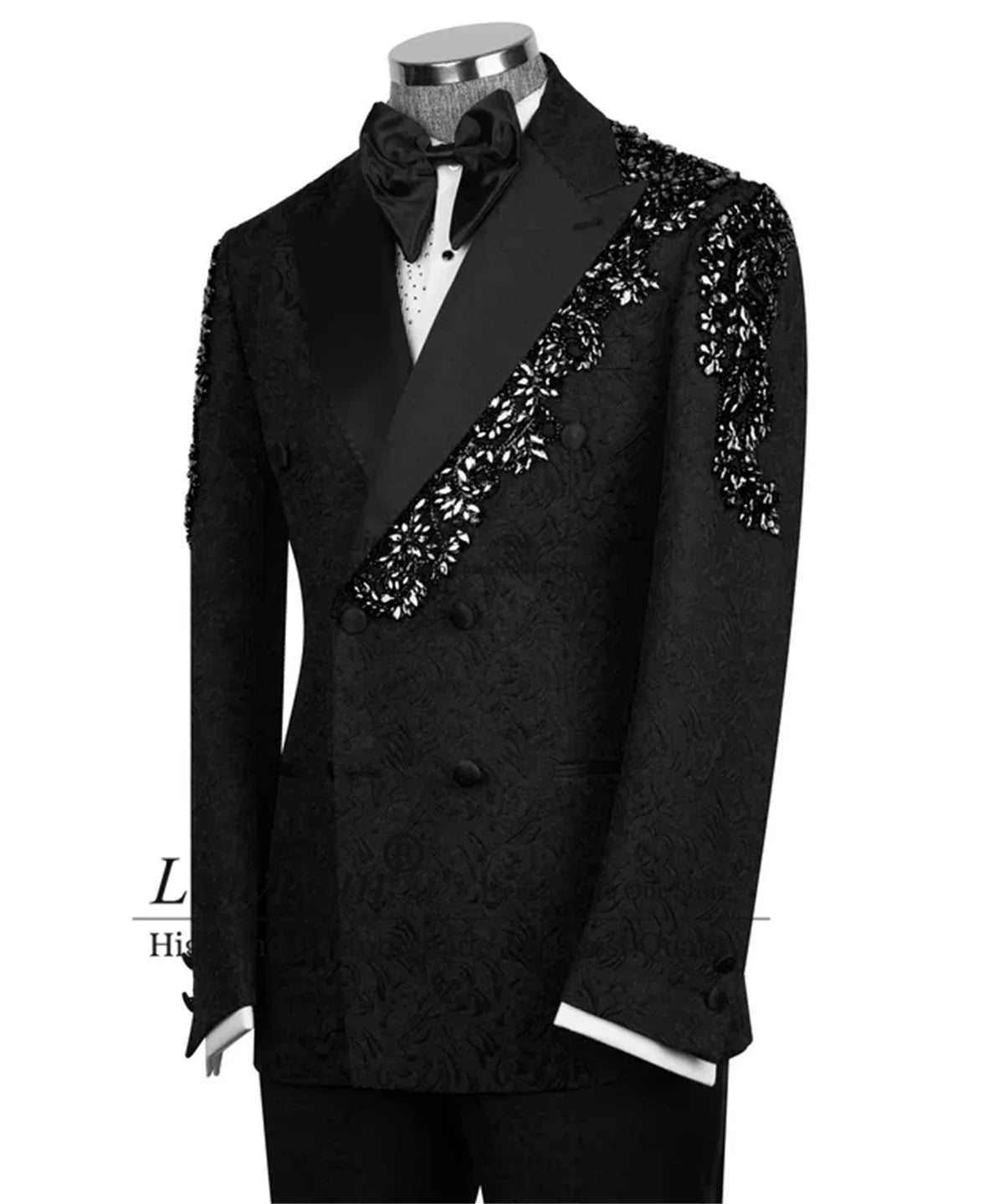 High End Stone Embroidered Tuxedos Men Suits Customized 2 Pieces Sets Wedding trajes para hombre Jacquard Slim Groom Prom Blazer