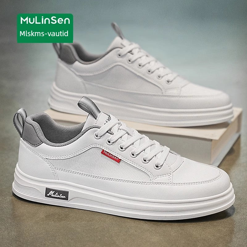 Mlskms-Vautid Men's Shoes Autumn and Winter Sports Casual Borad Shoes Male Leather Work Men's White Shoes Low Ankle Soft Bottom Stylish Shoes