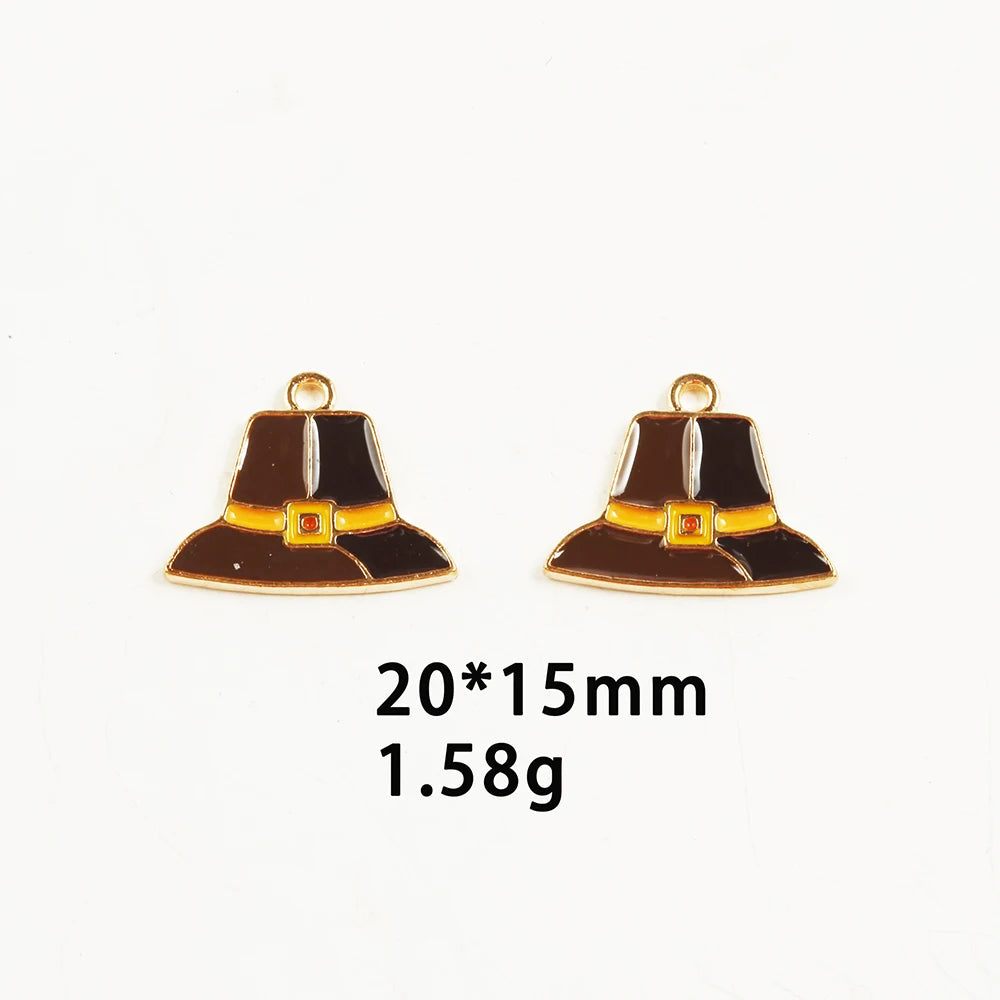 10pcs/Lot Thanksgiving Turkey Cake Pumpkin Maple Oil Enamel DIY Charms for Bag Earring Necklace Jewelry Making Handmade Pendant