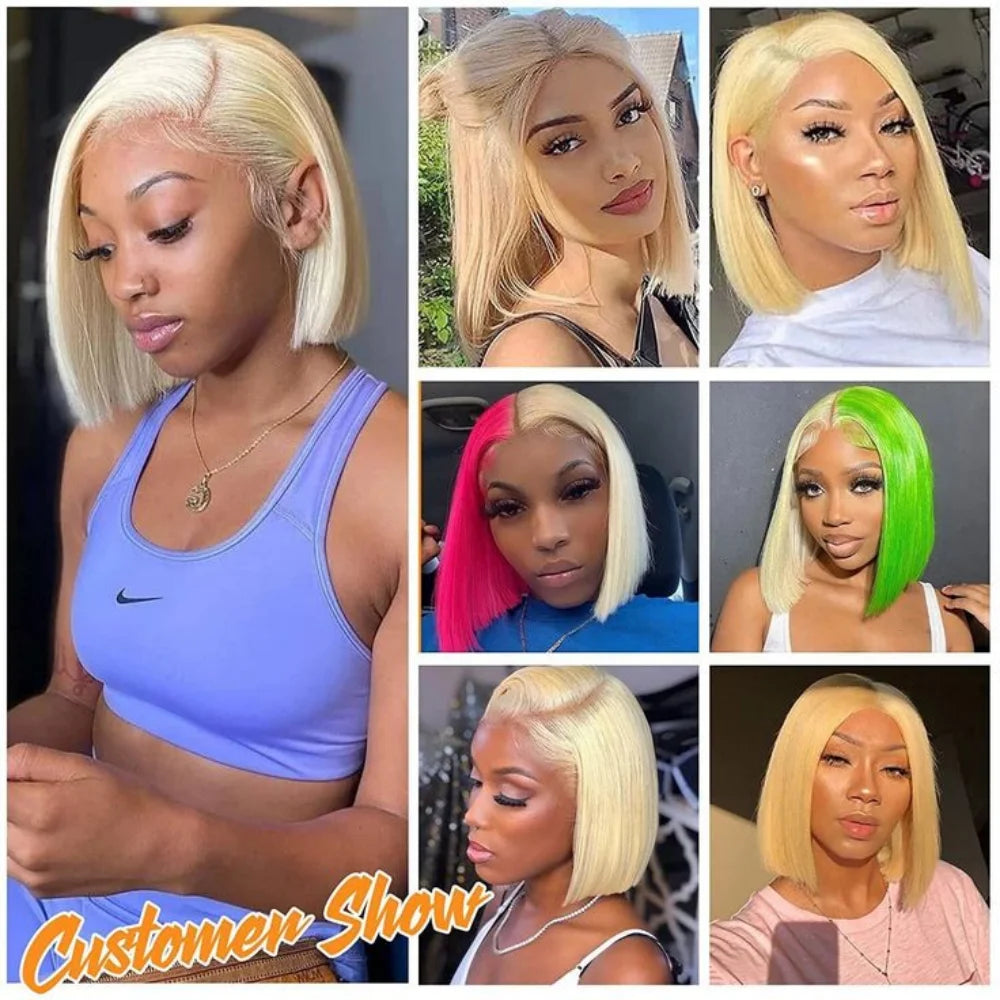 613 Honey Blonde 13x4 13x6 HD Lace Front Human Hair Wig Short Bob 8-16 Inches Wig Bone Straight Bob Wigs For Black Women - Heavenly shershelle