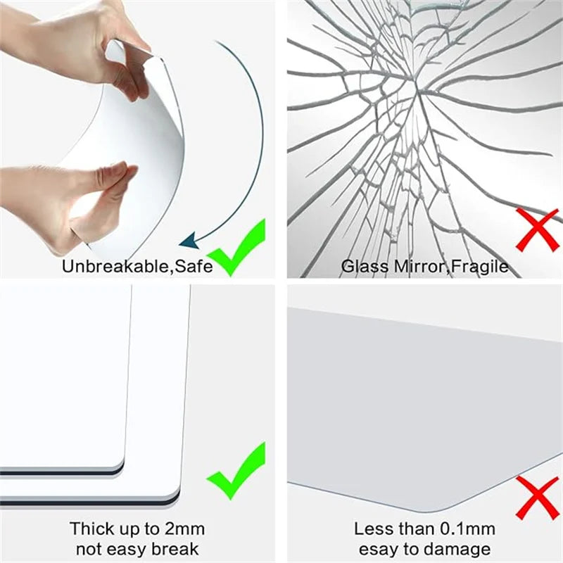 4pcs 25*25cm Mirror Wall Sticker Acrylic Wall 3D Self-adhesives Mirror Home Decorations Wall Tile Soft Plastic Mirror Sheet