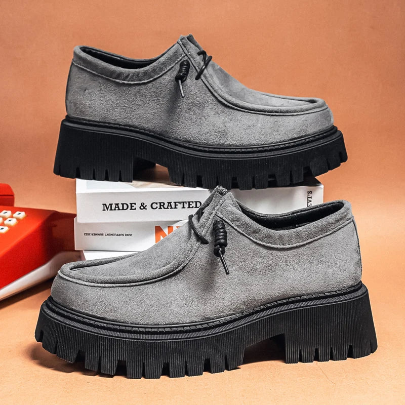 Men's Shoes 2025 Autumn New Style High-heel Thick-soled Loafers, Durable and Retro Casual Shoes, Everyday Street Trend Sneakers