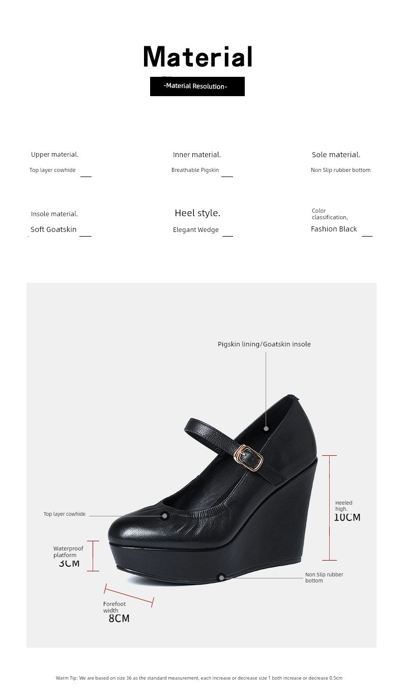 Thick Sole round Toe Wedge Soft Surface Waterproof Platform Strap - Heavenly shershelle