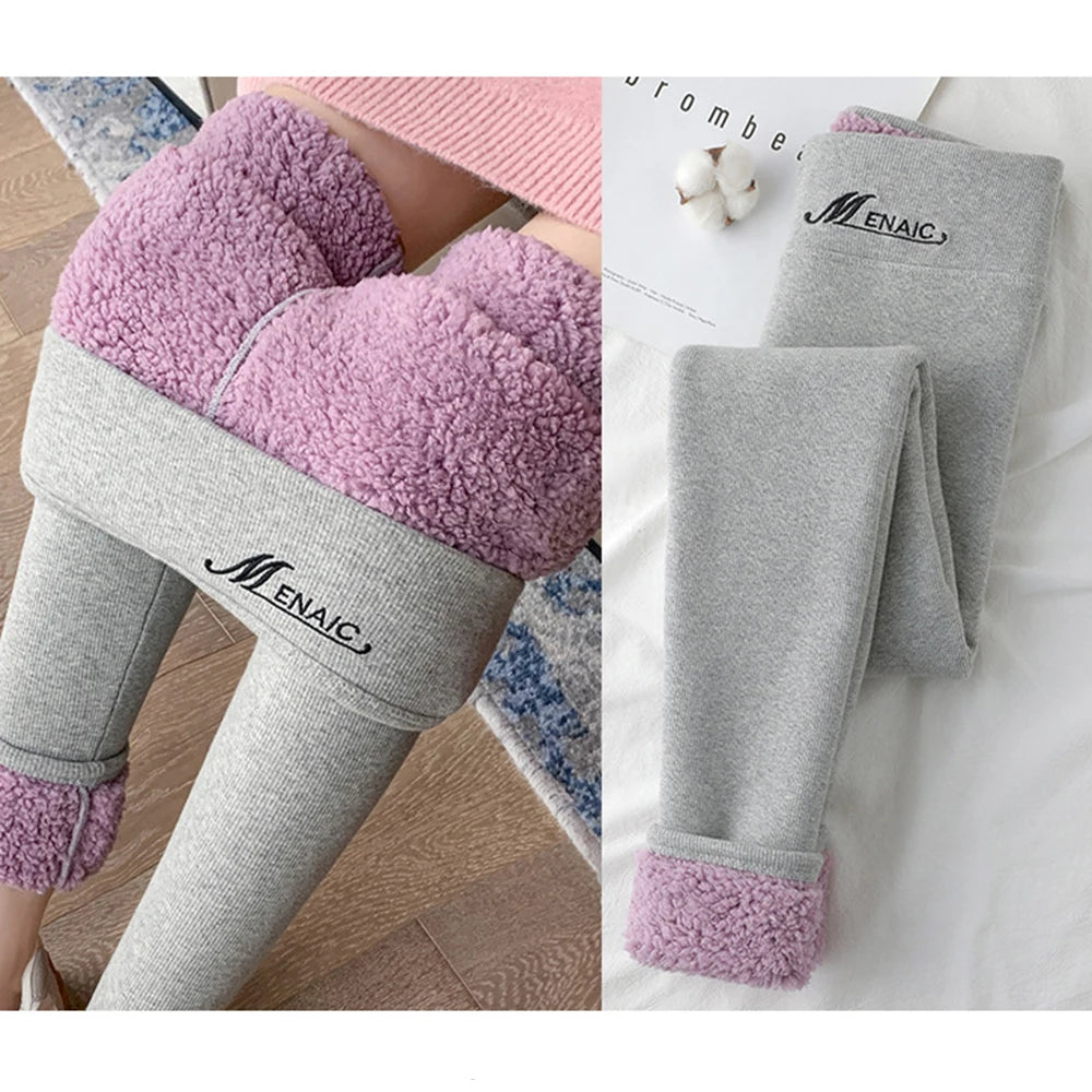 Winter Leggings For Women Thermal Underwear Solid Color Velvet Thicken Warm Pants High Waist Leggings Stretchy Leggings Trousers