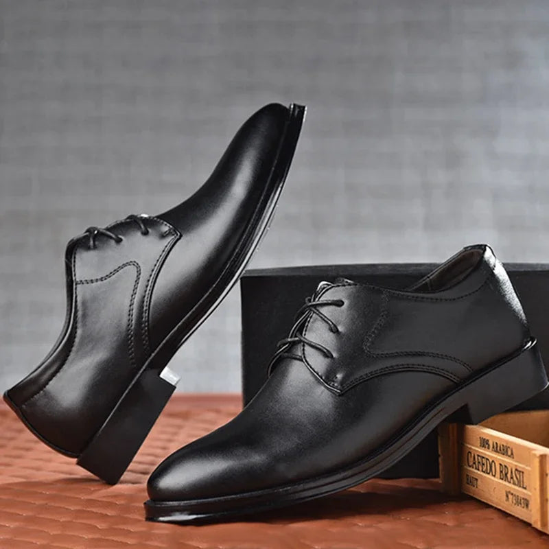 Men's Shoes Black Leather Formal Shoes for Men Oxfords Male Wedding Party Office Business Shoe Man zapatos de hombre Plus Size - Heavenly shershelle