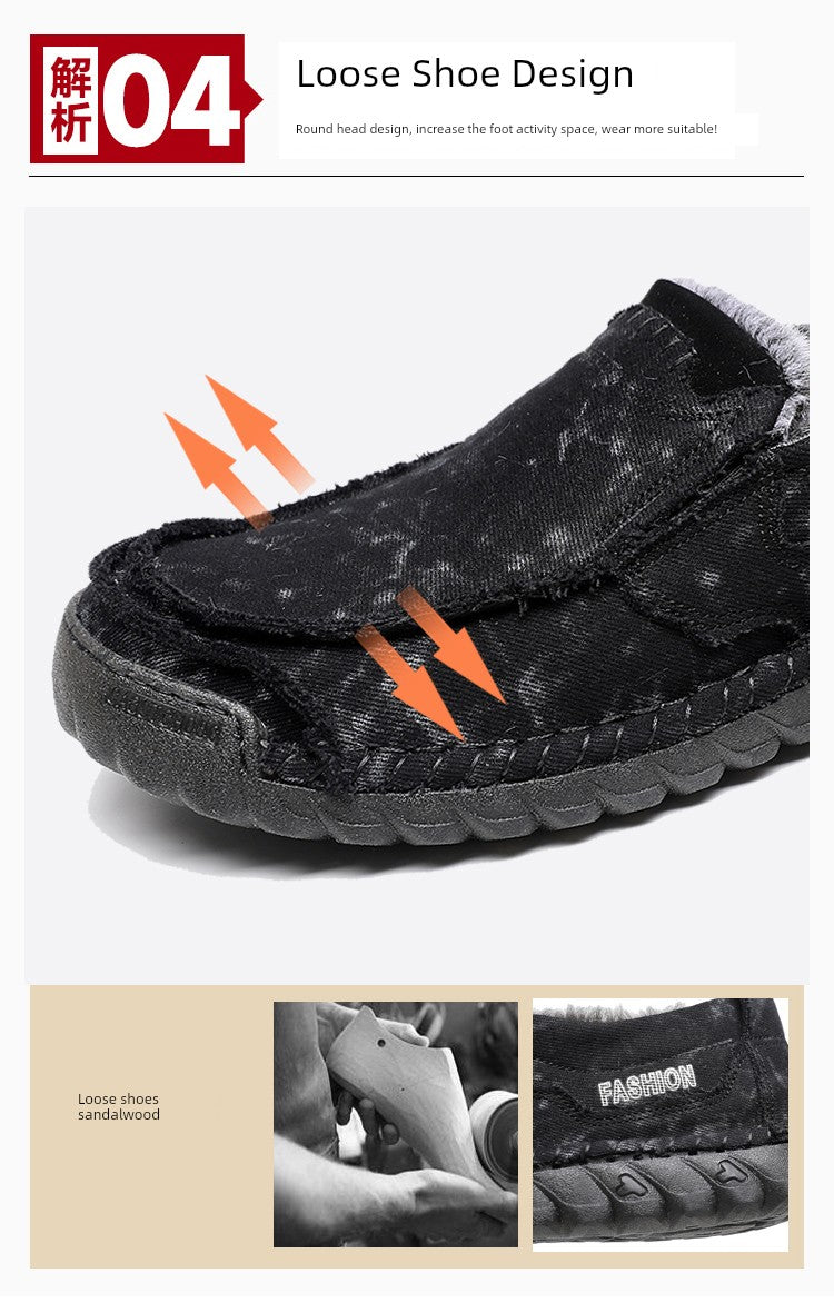 Winter Men's Shoes Old Beijing Cloth Shoes Men's Cotton Shoes Fleece-lined Heattech Comfortable Dad Shoes Soft Bottom Non Slip Men Casual Shoes