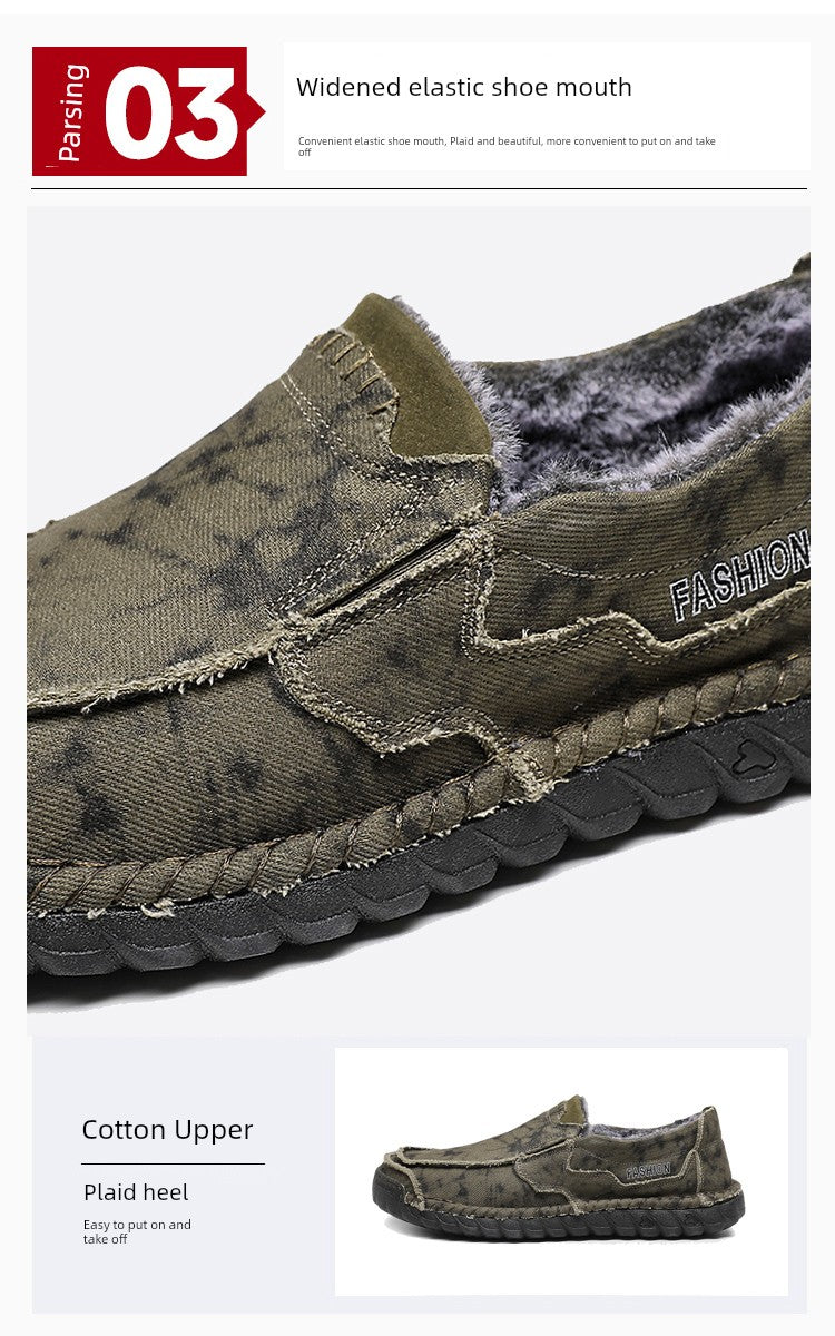 Winter Men's Shoes Old Beijing Cloth Shoes Men's Cotton Shoes Fleece-lined Heattech Comfortable Dad Shoes Soft Bottom Non Slip Men Casual Shoes