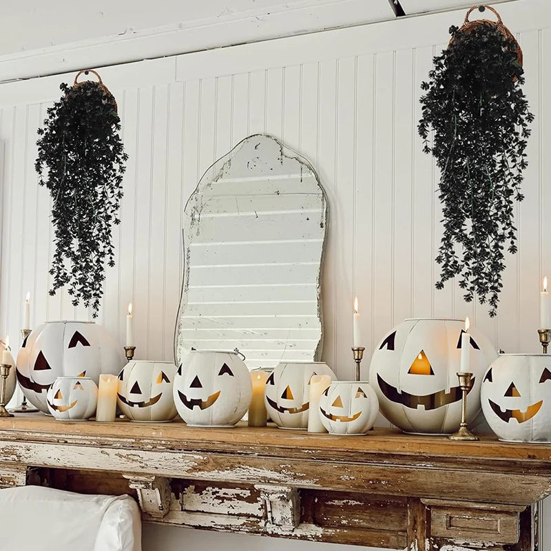 1/2/3Pcs Artificial Eucalyptus Plant 70CM Fake Plant Hanging Black  Vine for Home Decor Outdoor Halloween Thanksgiving Ornament