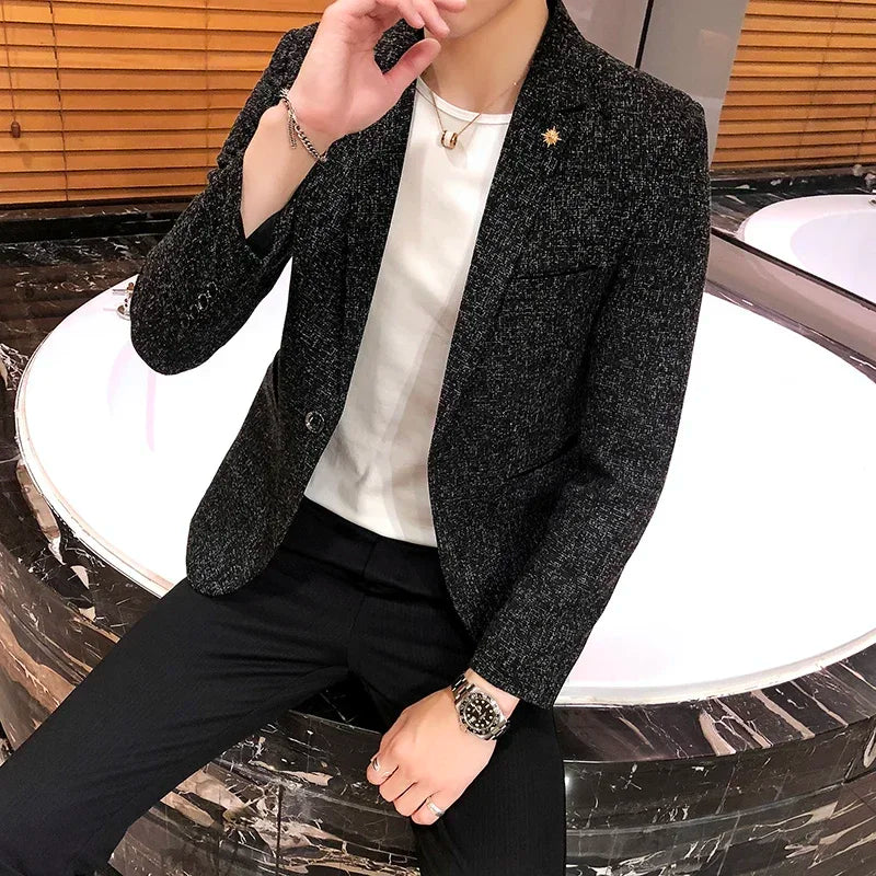 Blazer New Boutique Men's Solid Color British Style Fashion Casual Business Job Interview Gentleman Party Best Man Dress Suit - Heavenly shershelle