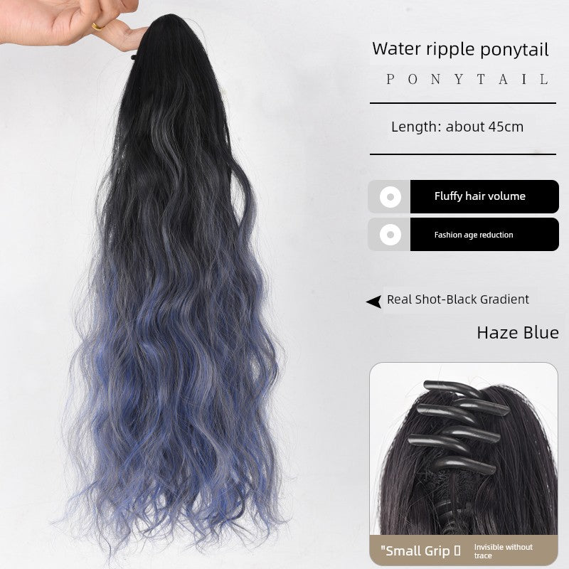 Internet Celebrity Wig Ponytail Women Grip Korean style Pear Flower Curly Hair Natural Simulation Hair Seamless High Ponytail Twist Fake Braid