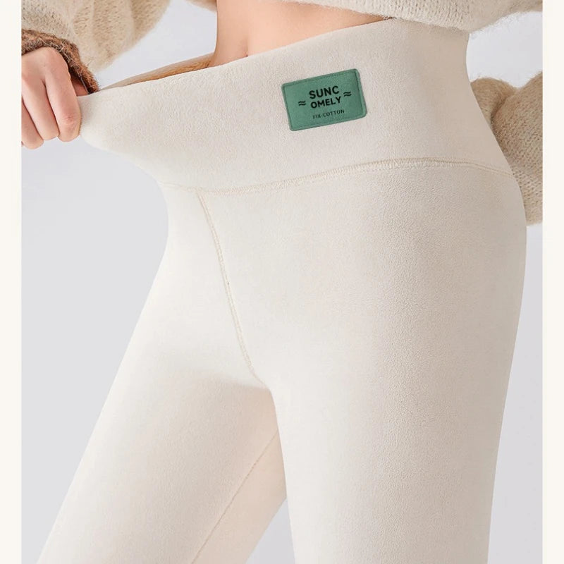 Plus Size Fleece Lined Leggings Women High Waisted Tights for Cold Winter Thermal Outdoor Wear Thick Ribbed Fashion Leggings - Heavenly shershelle