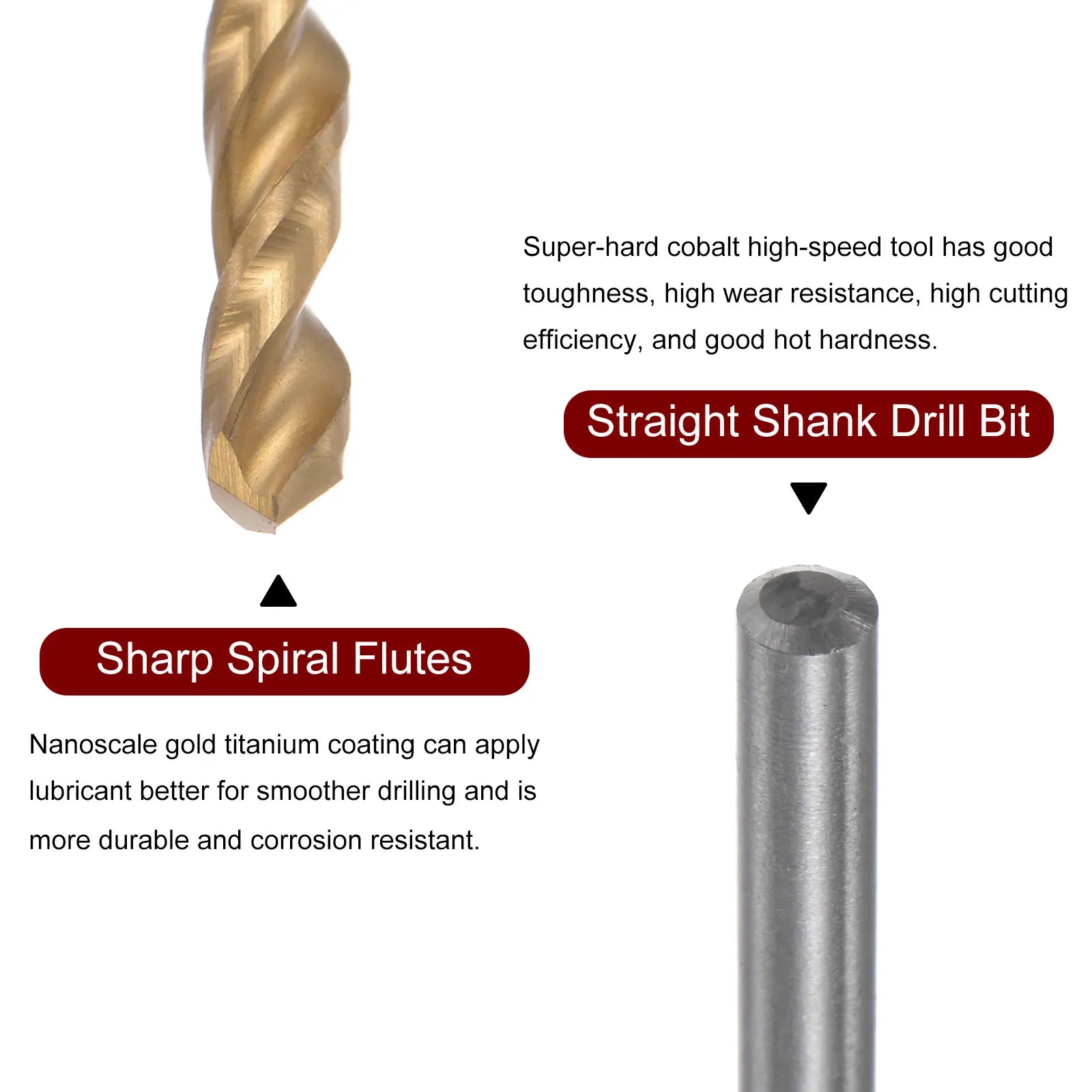 1/3pcs 3.4mm/9mm Titanium Coated M42 High Speed Steel 8% Cobalt (HSS) Twist Drill Bits