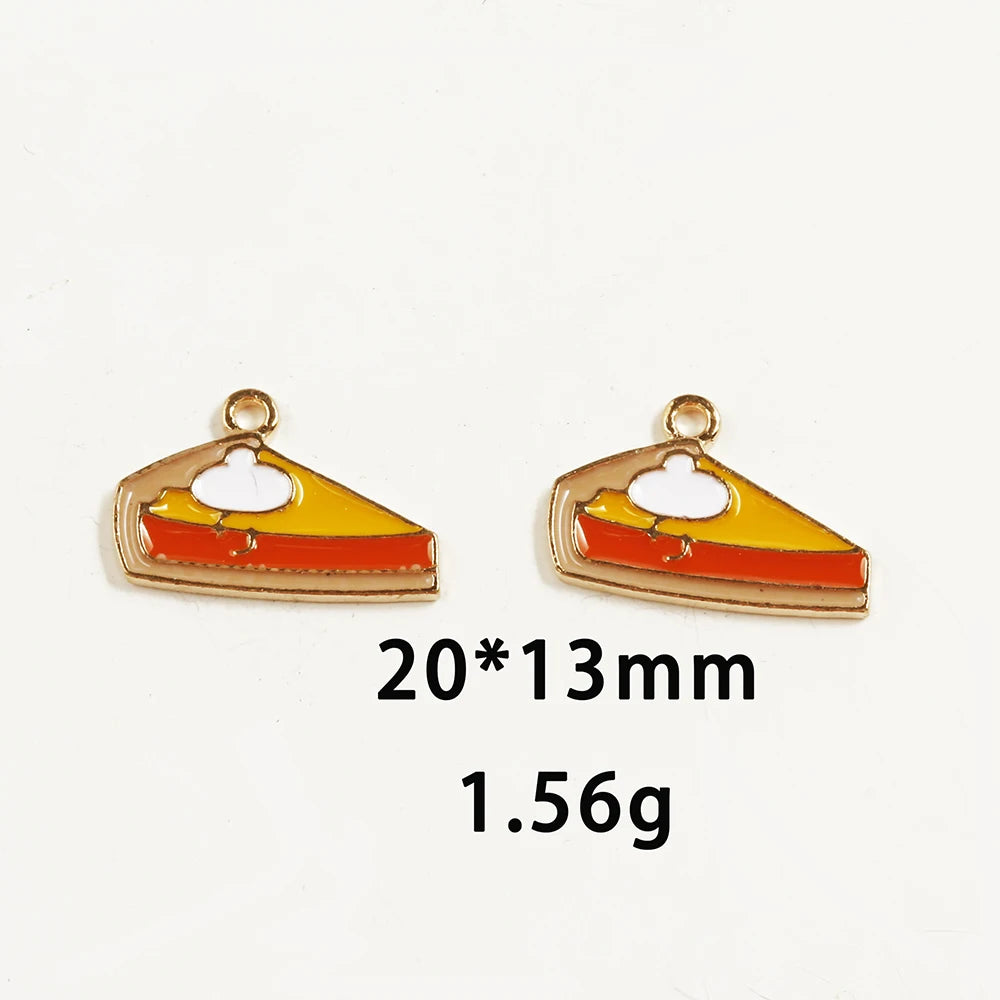 10pcs/Lot Thanksgiving Turkey Cake Pumpkin Maple Oil Enamel DIY Charms for Bag Earring Necklace Jewelry Making Handmade Pendant
