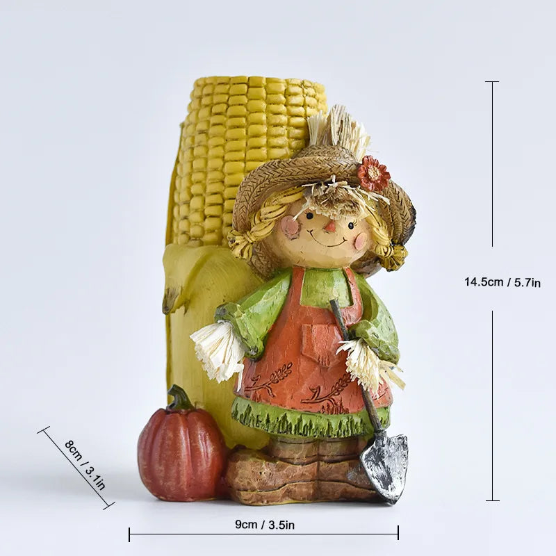 Halloween Pumpkin Harvest Festival Straw Doll Decoration Thanksgiving Turkey Resin Craft Decoration