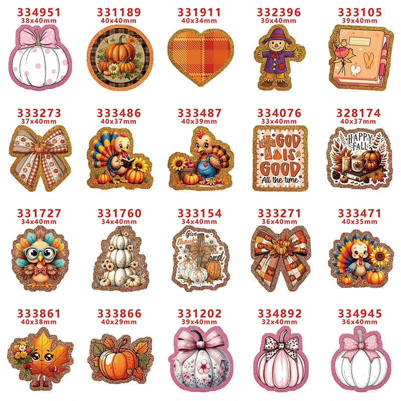 10 Pcs Fall Thanks Giving Glitter Acrylic Planar Resins Cartoon Christmas For DIY Making Hair BowsCrafts 334123