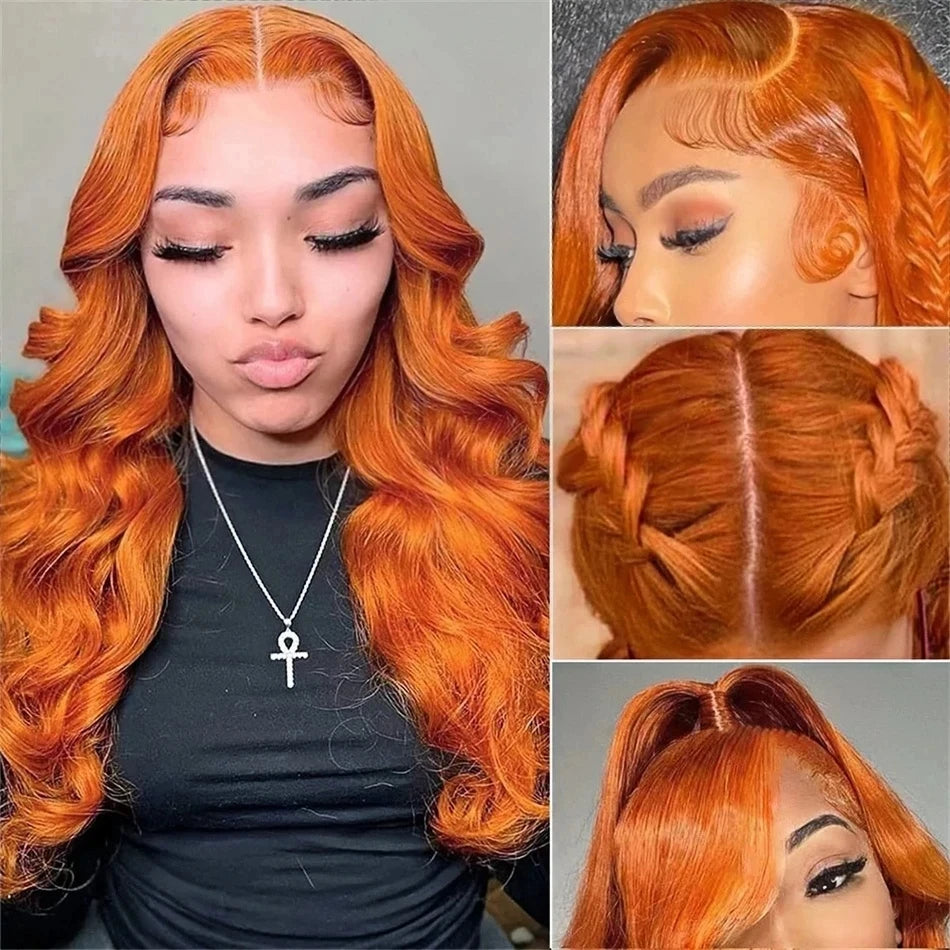 Lafino Ginger Hd Lace Wig 13x6 Human Hair Loose Body Wave 13x4 Lace Frontal Body Wave Wigs Orange Wig 350 Colored Human Hair Wig