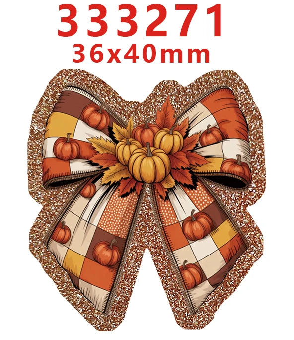 10 Pcs Fall Thanks Giving Glitter Acrylic Planar Resins Cartoon Christmas For DIY Making Hair BowsCrafts 334123