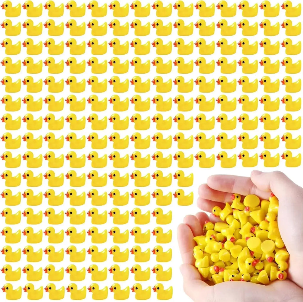200/100Pcs Fall Mini Ducks Autumn Mini Resin Pumpkin Duck Miniature Duck Statue Dining DIY Thanksgiving Halloween Party Decor