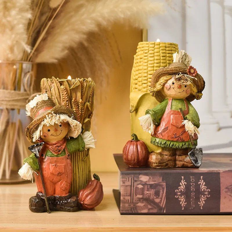 Halloween Pumpkin Harvest Festival Straw Doll Decoration Thanksgiving Turkey Resin Craft Decoration