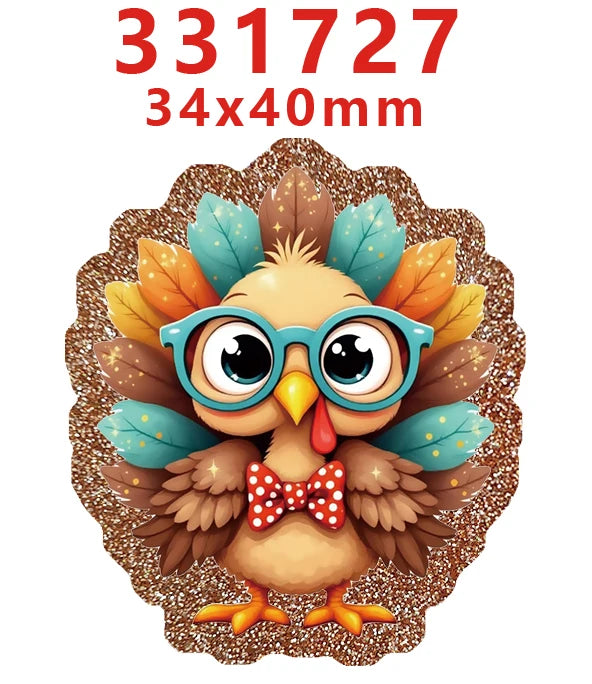 10 Pcs Fall Thanks Giving Glitter Acrylic Planar Resins Cartoon Christmas For DIY Making Hair BowsCrafts 334123