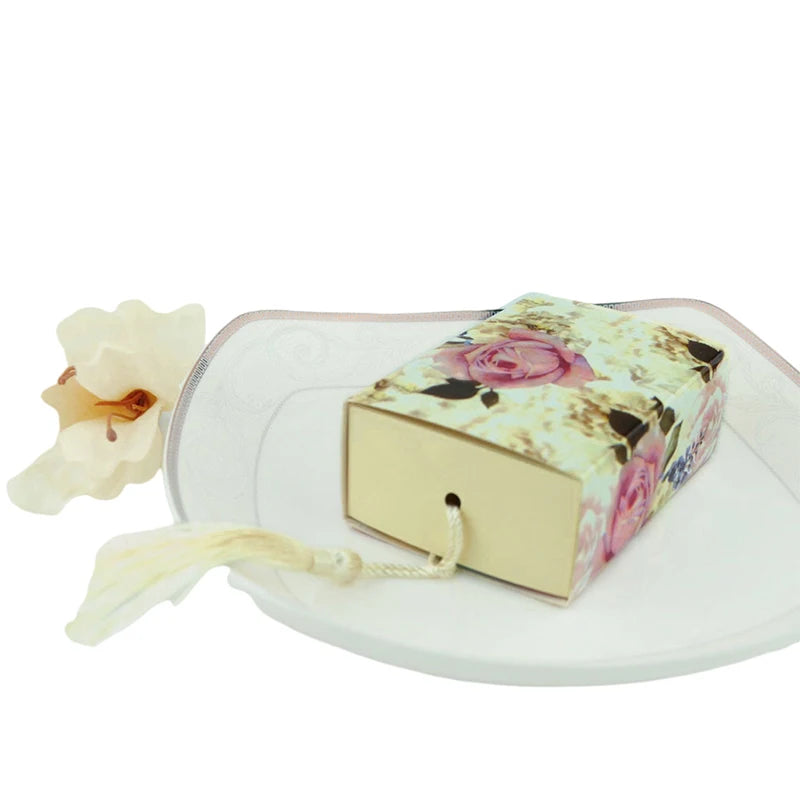 10Pcs Drawer Candy Gift Box Floral Jewelry Cute Wedding Favor Gift Packaging Box With Tassel Thank You Birthday Party Decoration