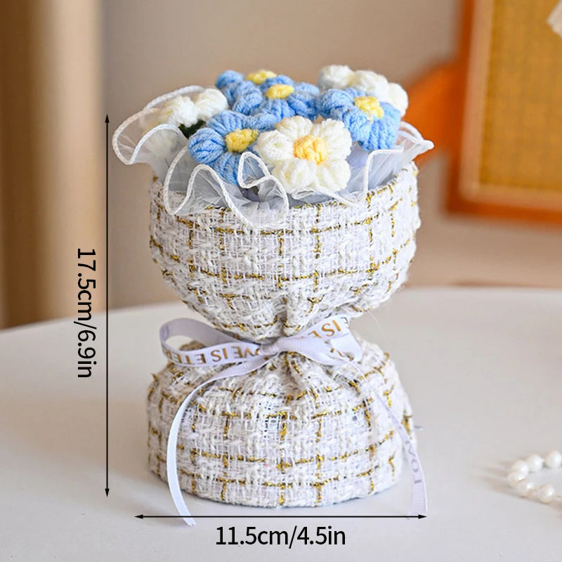 Crochet Flowers Bouquet Rose Hand-Knitted Graduation Flowers Bouquet Wedding Party Decoration Birthday Graduation Gifts - Heavenly shershelle