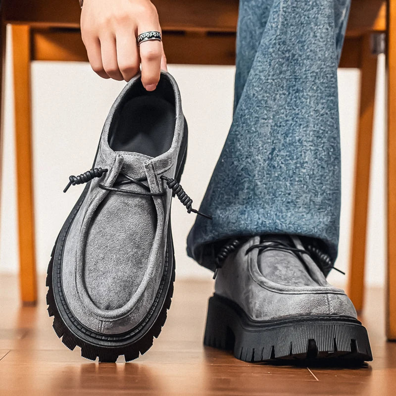 Men's Shoes 2025 Autumn New Style High-heel Thick-soled Loafers, Durable and Retro Casual Shoes, Everyday Street Trend Sneakers