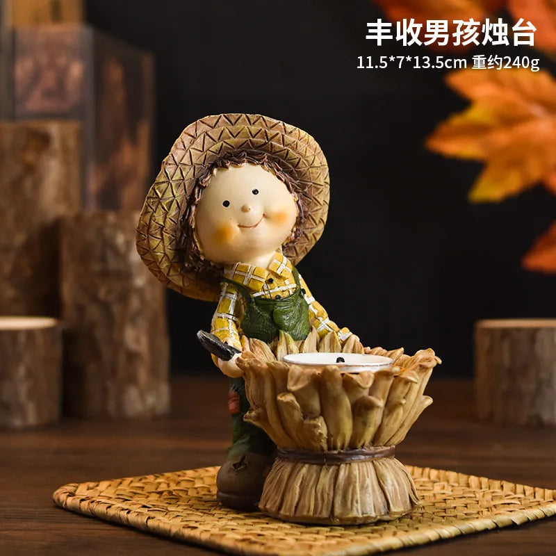 Halloween Pumpkin Harvest Festival Straw Doll Decoration Thanksgiving Turkey Resin Craft Decoration