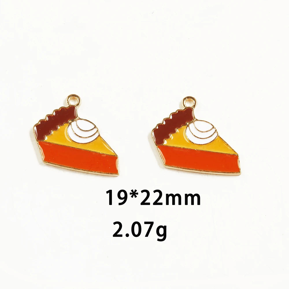 10pcs/Lot Thanksgiving Turkey Cake Pumpkin Maple Oil Enamel DIY Charms for Bag Earring Necklace Jewelry Making Handmade Pendant