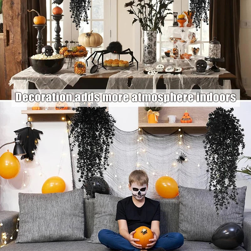 1/2/3Pcs Artificial Eucalyptus Plant 70CM Fake Plant Hanging Black  Vine for Home Decor Outdoor Halloween Thanksgiving Ornament