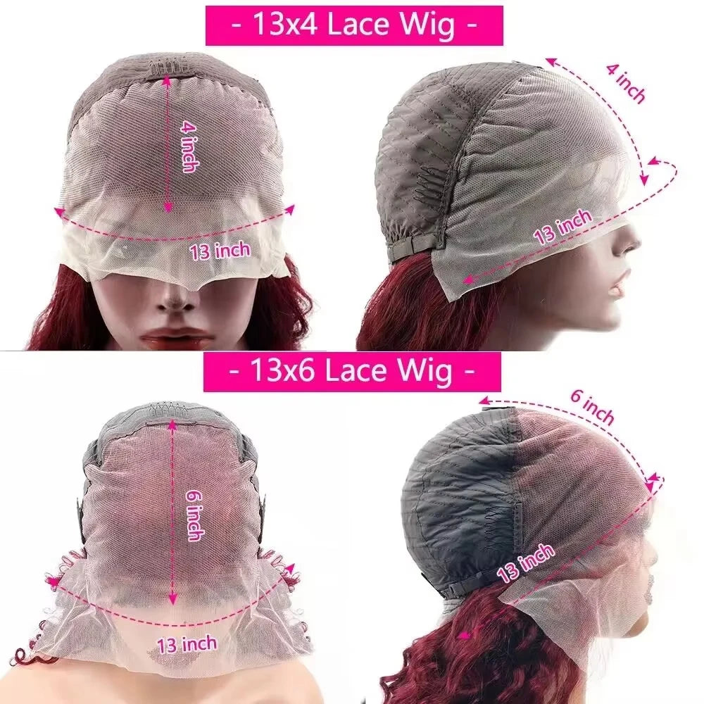 200 Density Burgundy 13x6 HD Lace Frontal 100% Human Hair Wig 99j Body Wave 13x4 Lace Front Wigs Human Hair Brazilian Lace Wigs