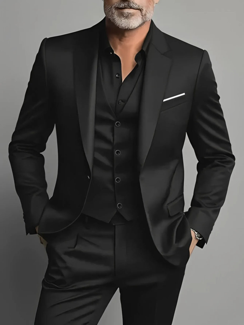 Elegant Men's Suit Sets- Slim Fit Tuxedo Set for Weddings & Formal Occasions, Black Suit