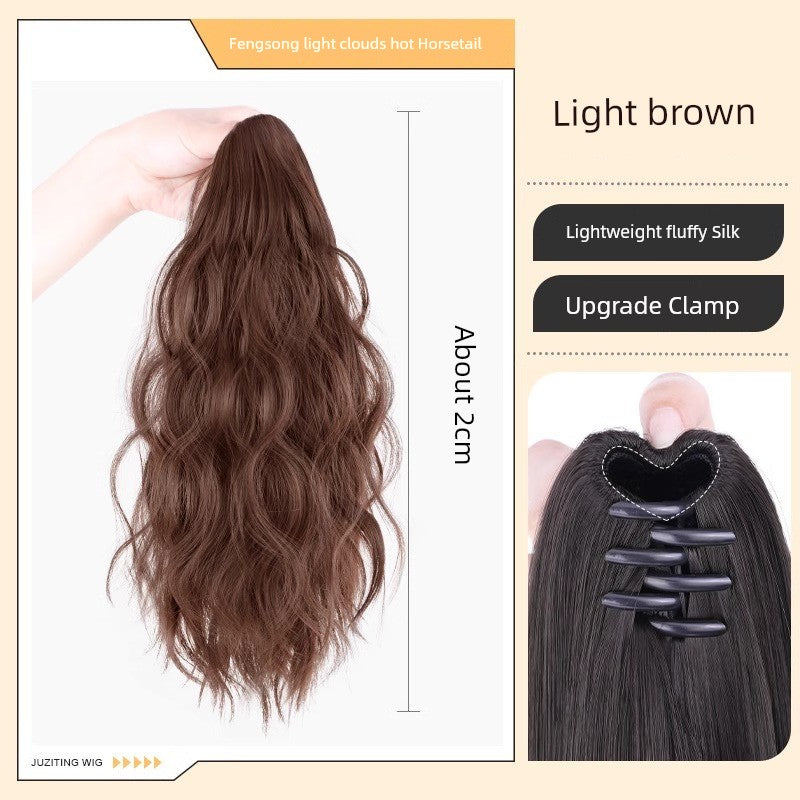 Internet Celebrity Wig Ponytail Women Grip Korean style Pear Flower Curly Hair Natural Simulation Hair Seamless High Ponytail Twist Fake Braid