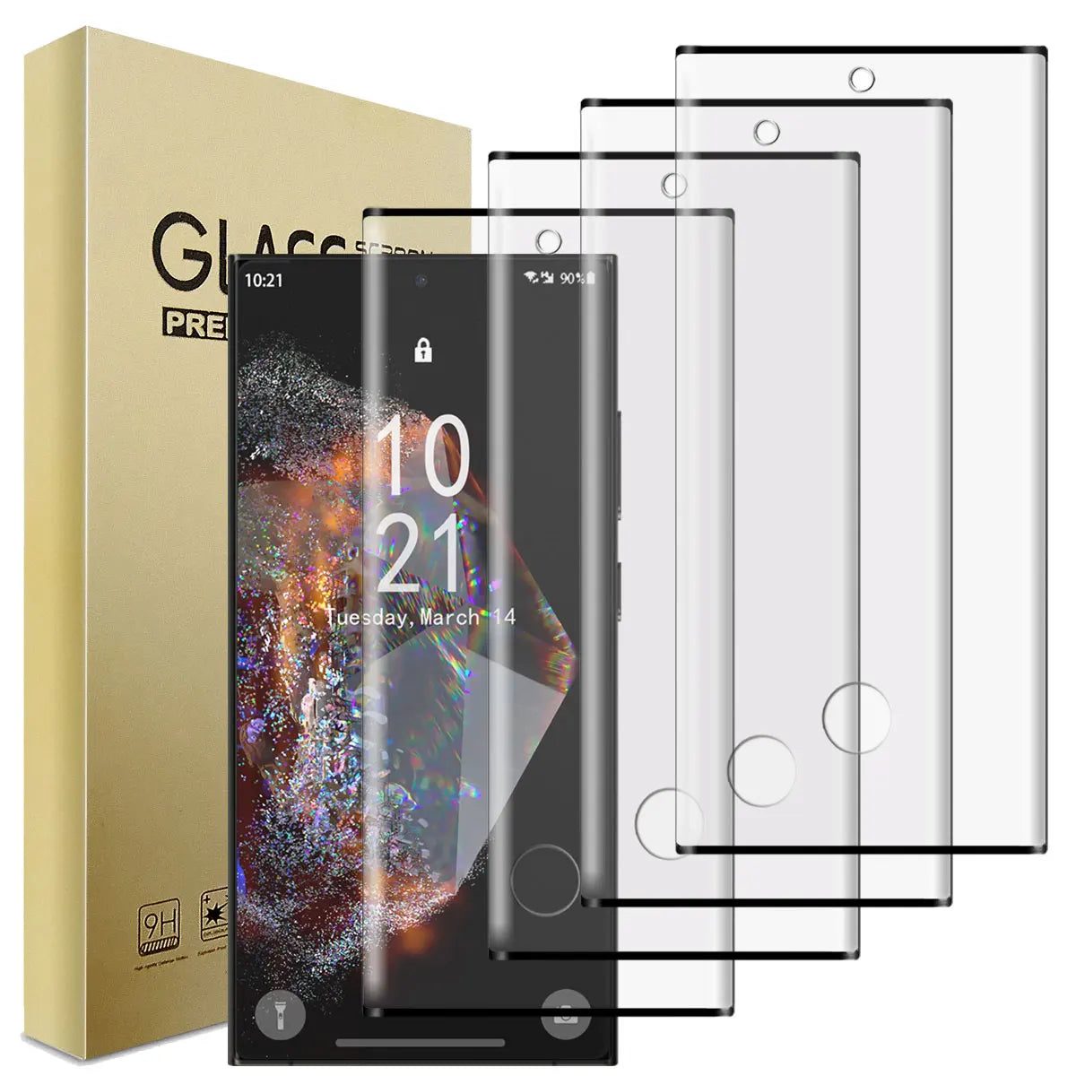 For Samsung Galaxy S24/S24 Plus/S24+/S24 Ultra 5G Case Friendly Full Coverage Clear Tempered Glass Screen Protectors 4-Pack