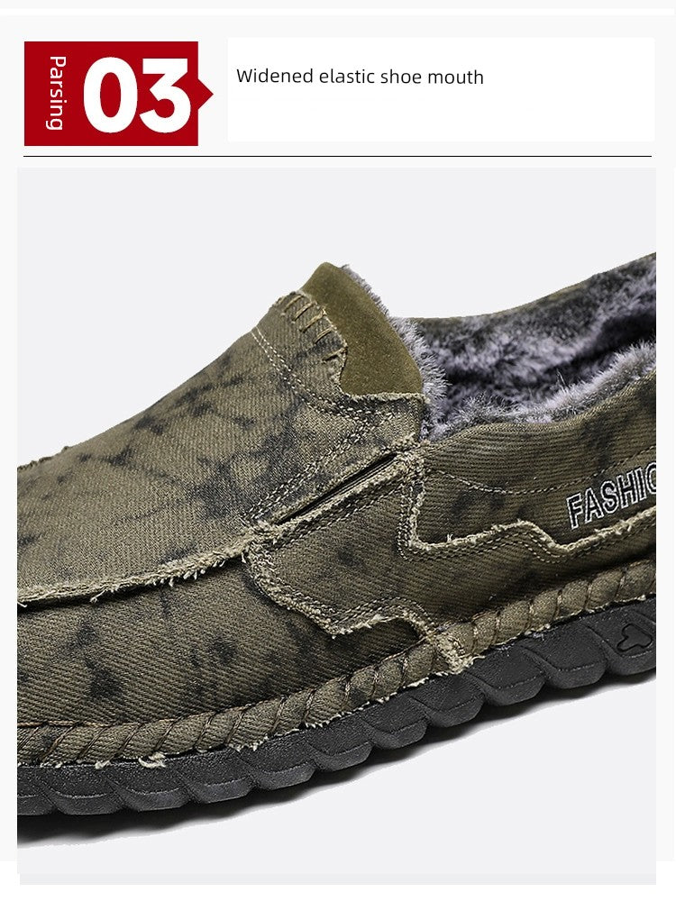 Winter Men's Shoes Old Beijing Cloth Shoes Men's Cotton Shoes Fleece-lined Heattech Comfortable Dad Shoes Soft Bottom Non Slip Men Casual Shoes