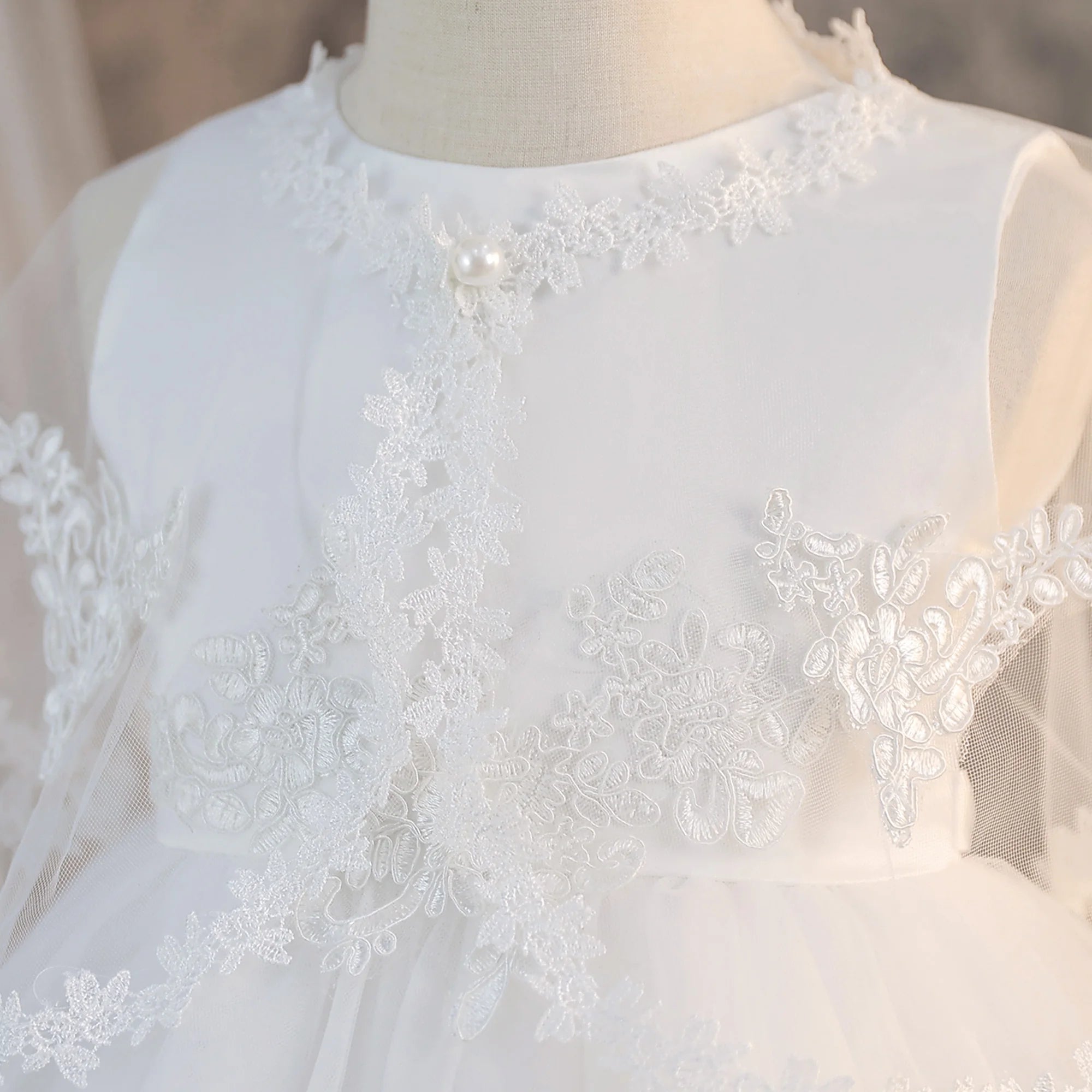 Elegant Flower Baptism Party Girls Dress 2pcs Lace Wedding Bridesmaid Prom Dresses Girl Gala Tulle Birthday Princess Kids Clothe - Heavenly shershelle