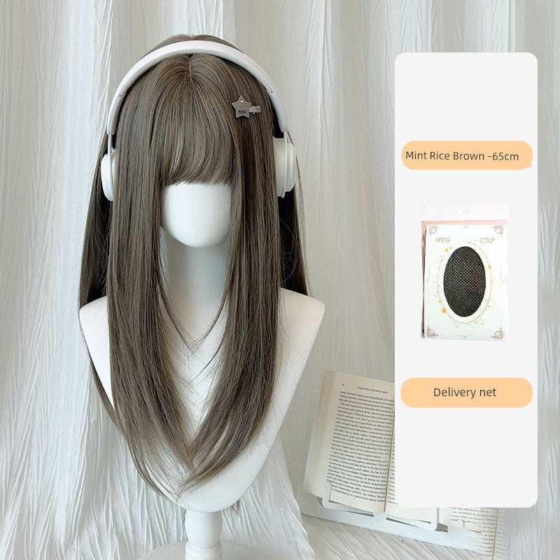 [Riman Lady] There Is a Village Frame Pure Wig Female High Level Two-Dimensional Japanese Style Long Straight Hair Artificial Hair Full-Head Wig - Heavenly shershelle