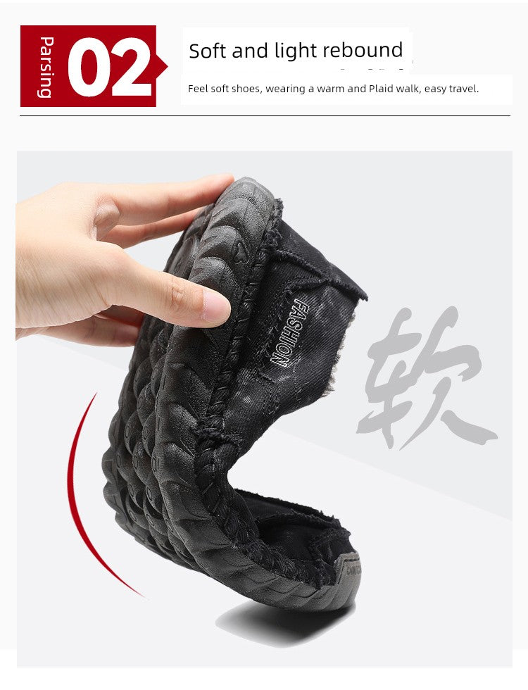 Winter Men's Shoes Old Beijing Cloth Shoes Men's Cotton Shoes Fleece-lined Heattech Comfortable Dad Shoes Soft Bottom Non Slip Men Casual Shoes