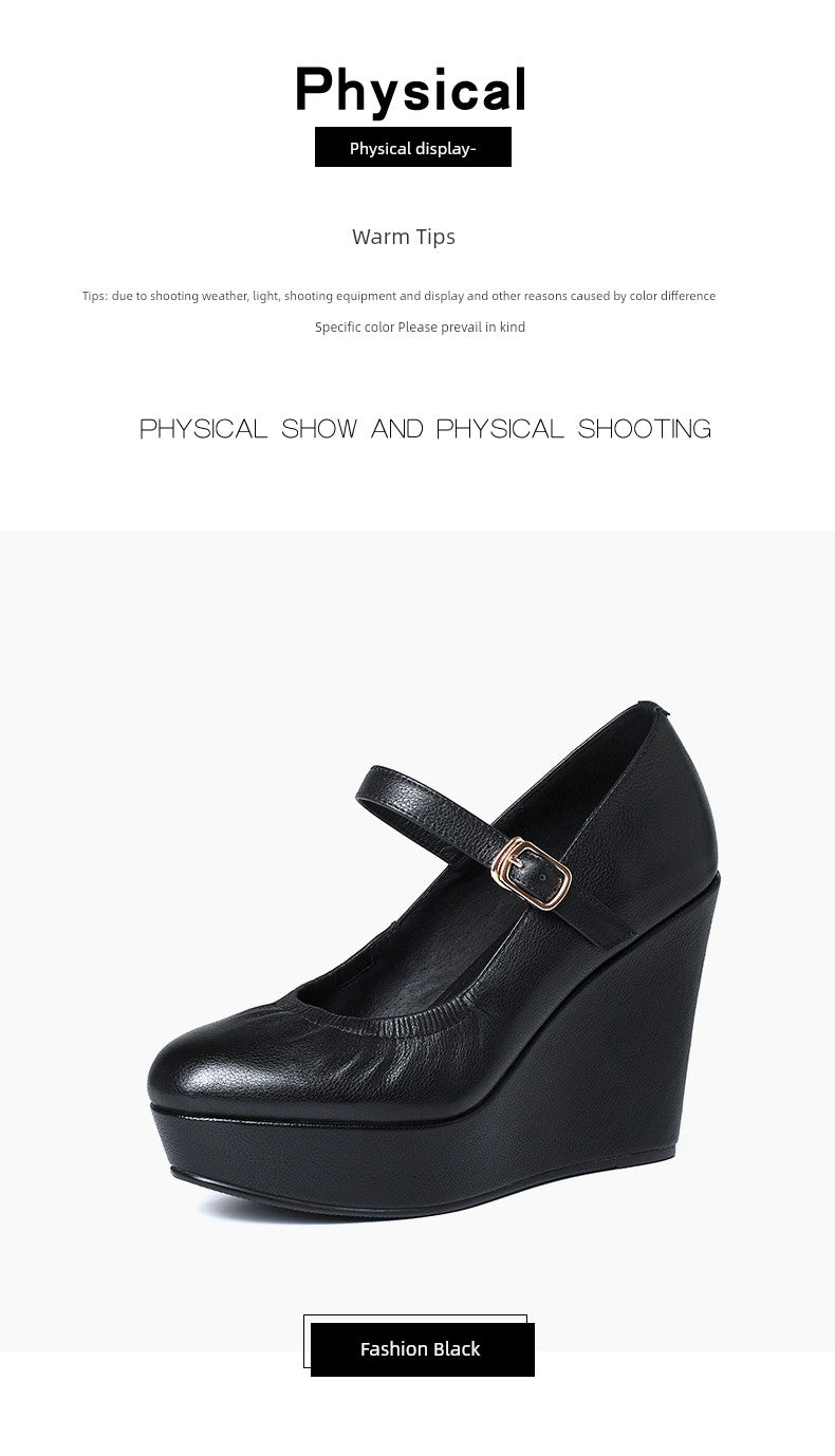 Thick Sole round Toe Wedge Soft Surface Waterproof Platform Strap - Heavenly shershelle