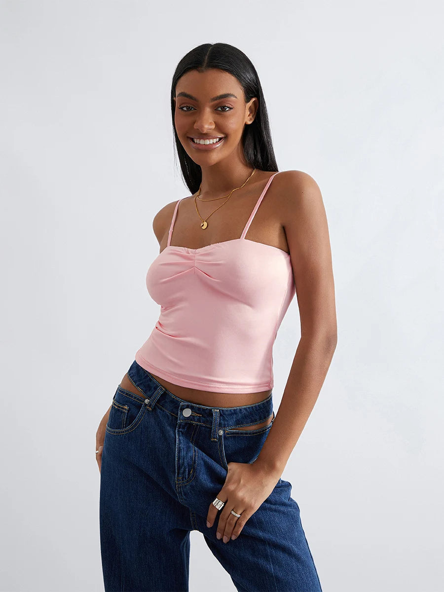 Women Camisole Sleeveless Tops Backless Solid  Fit Summer Vest for Party Club