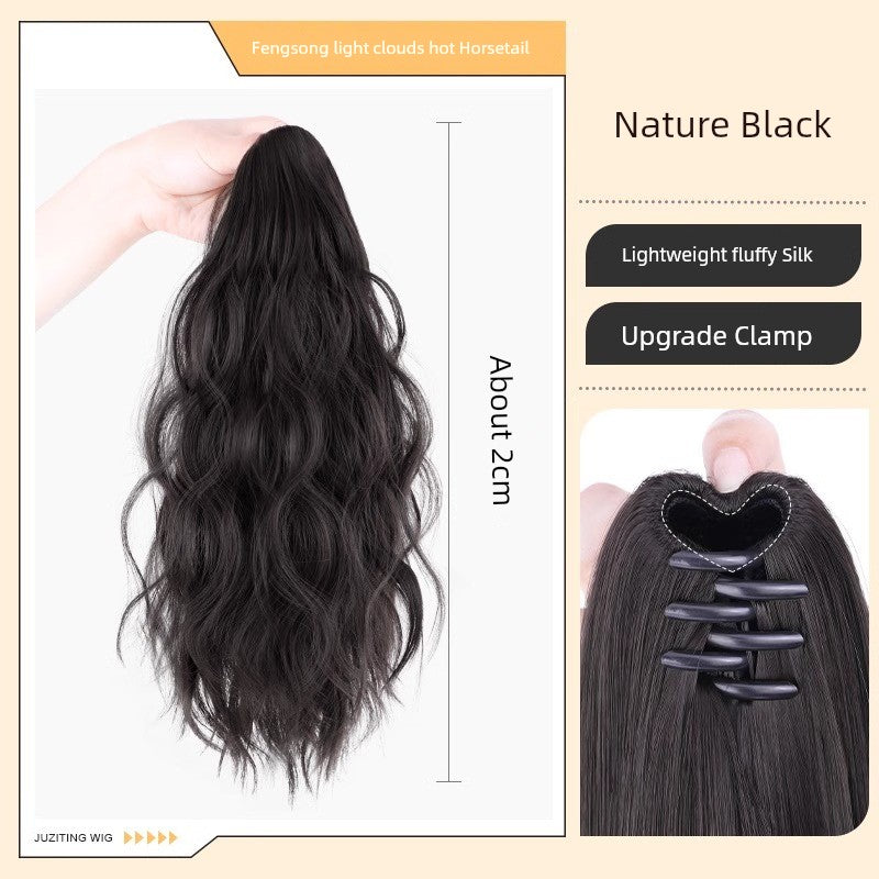 Internet Celebrity Wig Ponytail Women Grip Korean style Pear Flower Curly Hair Natural Simulation Hair Seamless High Ponytail Twist Fake Braid