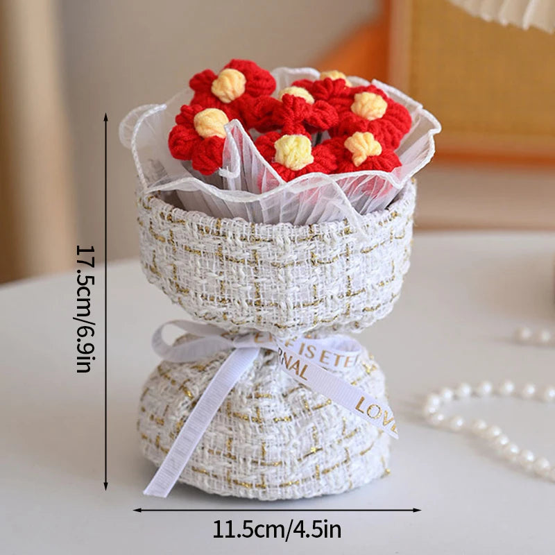 Crochet Flowers Bouquet Rose Hand-Knitted Graduation Flowers Bouquet Wedding Party Decoration Birthday Graduation Gifts - Heavenly shershelle