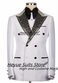 High-end Formal Men Suits Slim Fit Peak Lapel Groom Wedding Tuxedos 2 Pieces Sets Male Double Breasted Blazers Costume Homme
