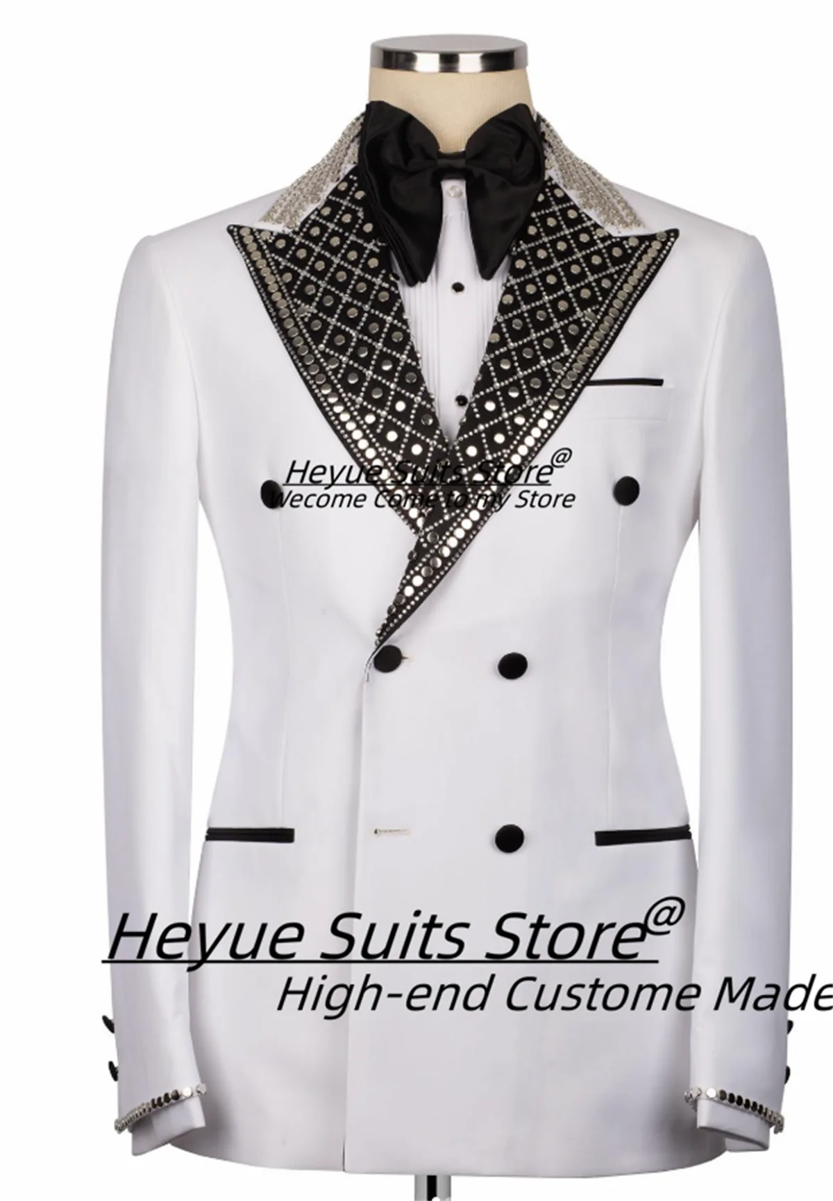 High-end Formal Men Suits Slim Fit Peak Lapel Groom Wedding Tuxedos 2 Pieces Sets Male Double Breasted Blazers Costume Homme