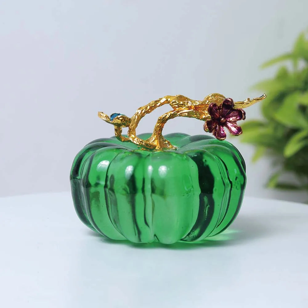 1pc Crystal Glass Pumpkin Collectible Figurine, Pumpkin Decor for Fall Harvest Halloween Thanksgiving Table Decoration