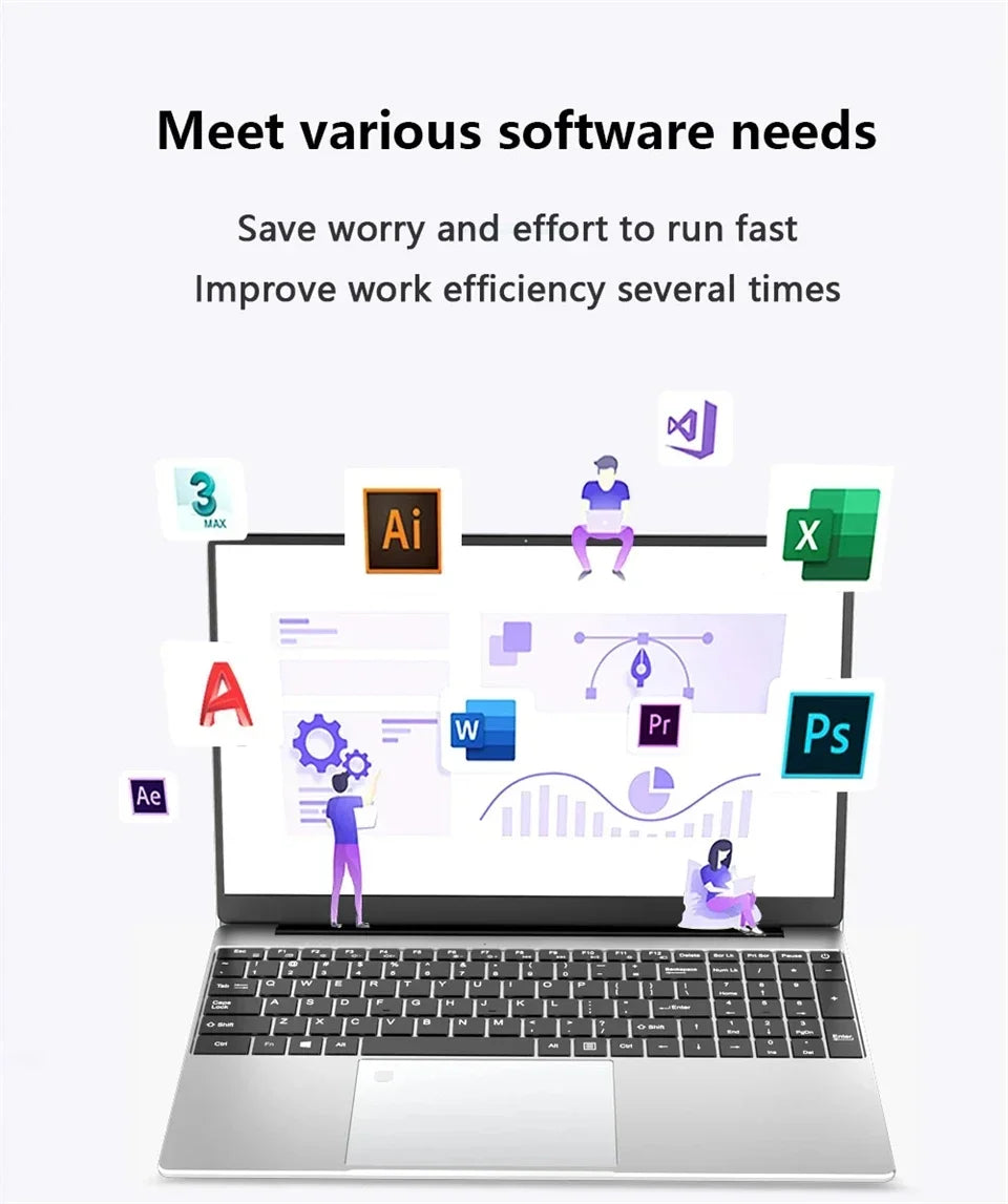 2025 laptop 15.6 Inch Laptop Windows 11 Intel Core i7 8500Y 16GB RAM 1TB SSD Fingerprint Unlock Study Office Pc Laptops Computer