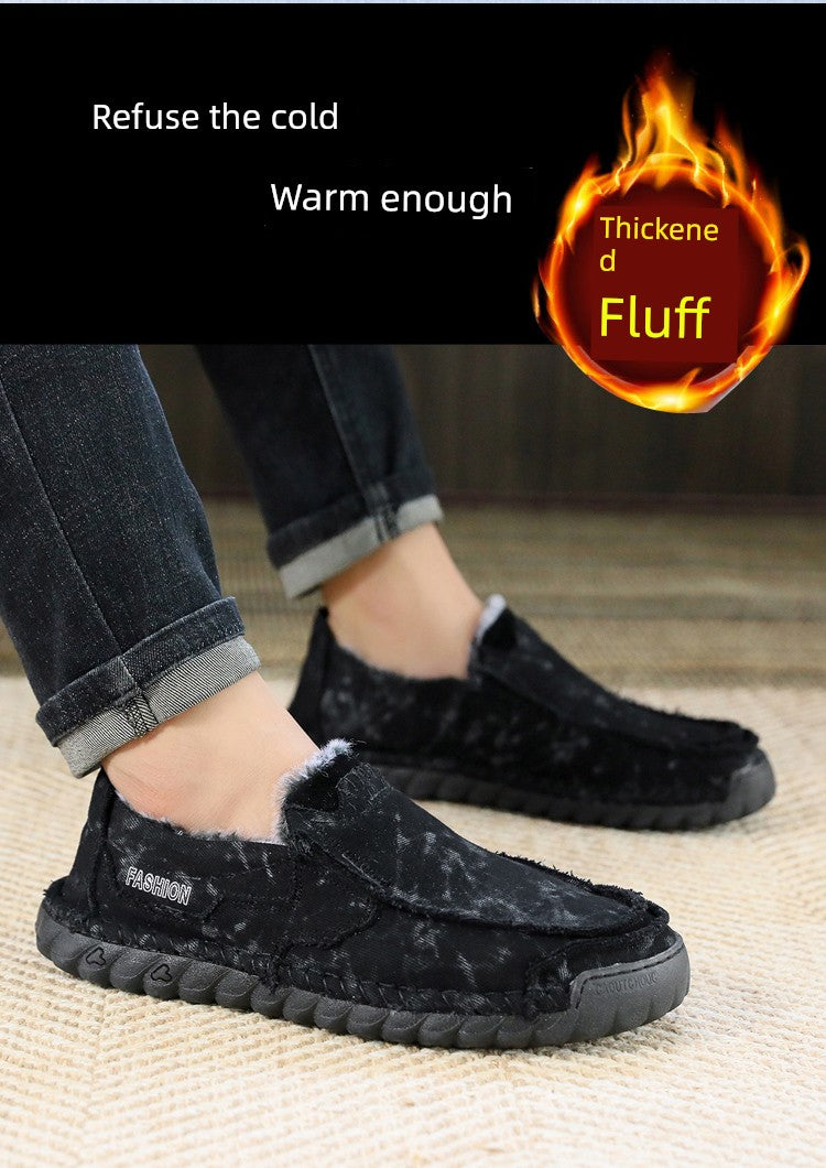 Winter Men's Shoes Old Beijing Cloth Shoes Men's Cotton Shoes Fleece-lined Heattech Comfortable Dad Shoes Soft Bottom Non Slip Men Casual Shoes