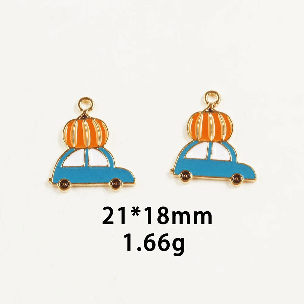10pcs/Lot Thanksgiving Turkey Cake Pumpkin Maple Oil Enamel DIY Charms for Bag Earring Necklace Jewelry Making Handmade Pendant