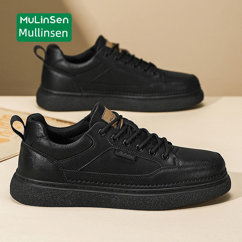 Mlskms-Vautid Men's Shoes Autumn and Winter Sports Casual Borad Shoes Male Leather Work Men's White Shoes Low Ankle Soft Bottom Stylish Shoes